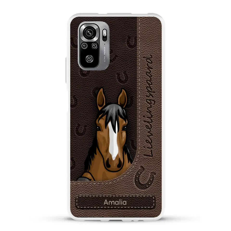 Spionerende paarden Leather Look - Gepersonaliseerd telefoonhoesje