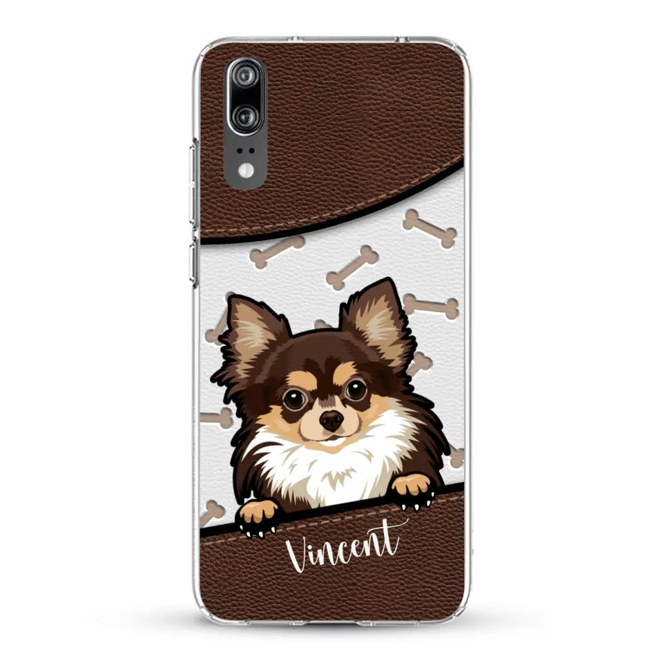 Hond lederen look - Gepersonaliseerd telefoonhoesje