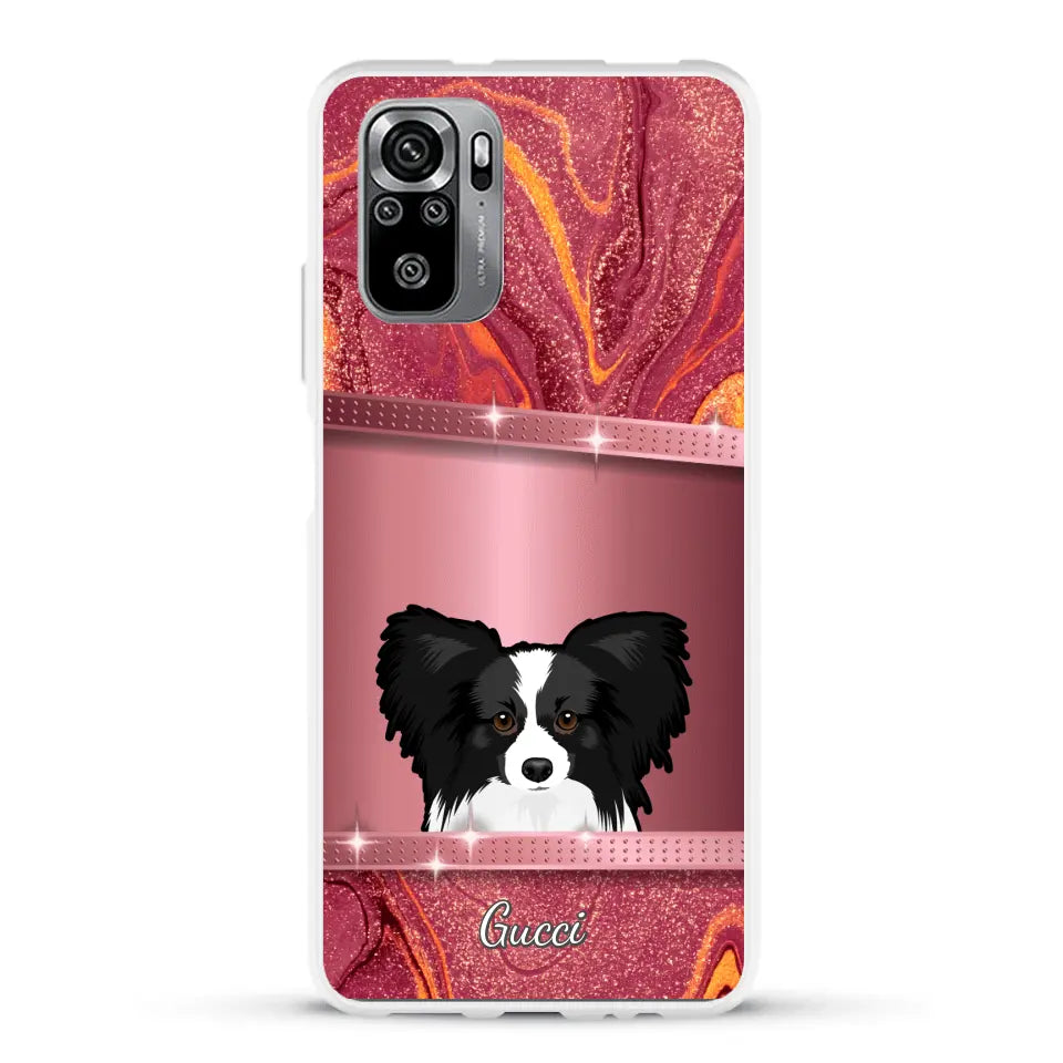 Spionerende Honden glitter - Gepersonaliseerd telefoonhoesje