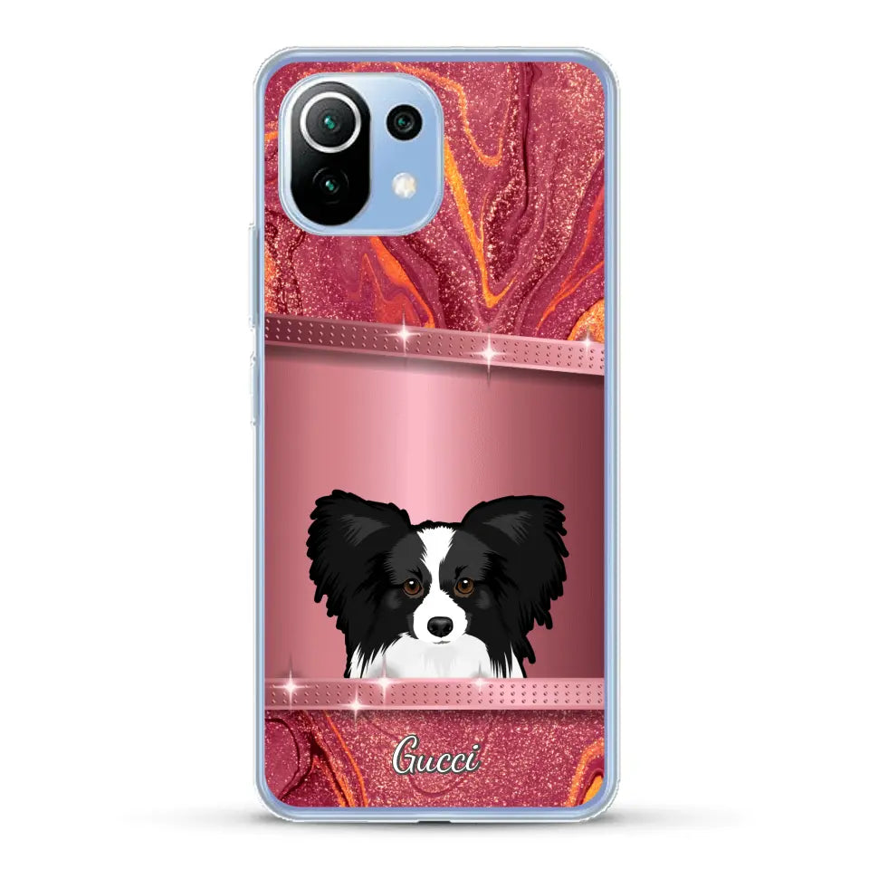 Spionerende Honden glitter - Gepersonaliseerd telefoonhoesje