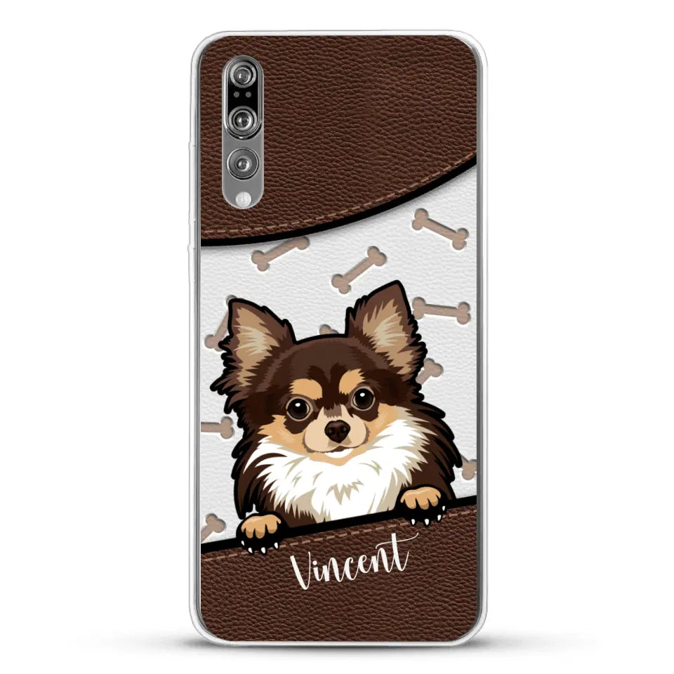 Hond lederen look - Gepersonaliseerd telefoonhoesje