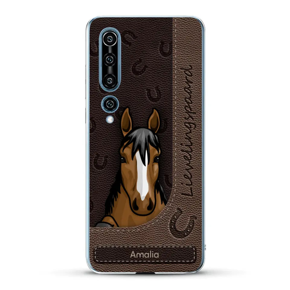 Spionerende paarden Leather Look - Gepersonaliseerd telefoonhoesje