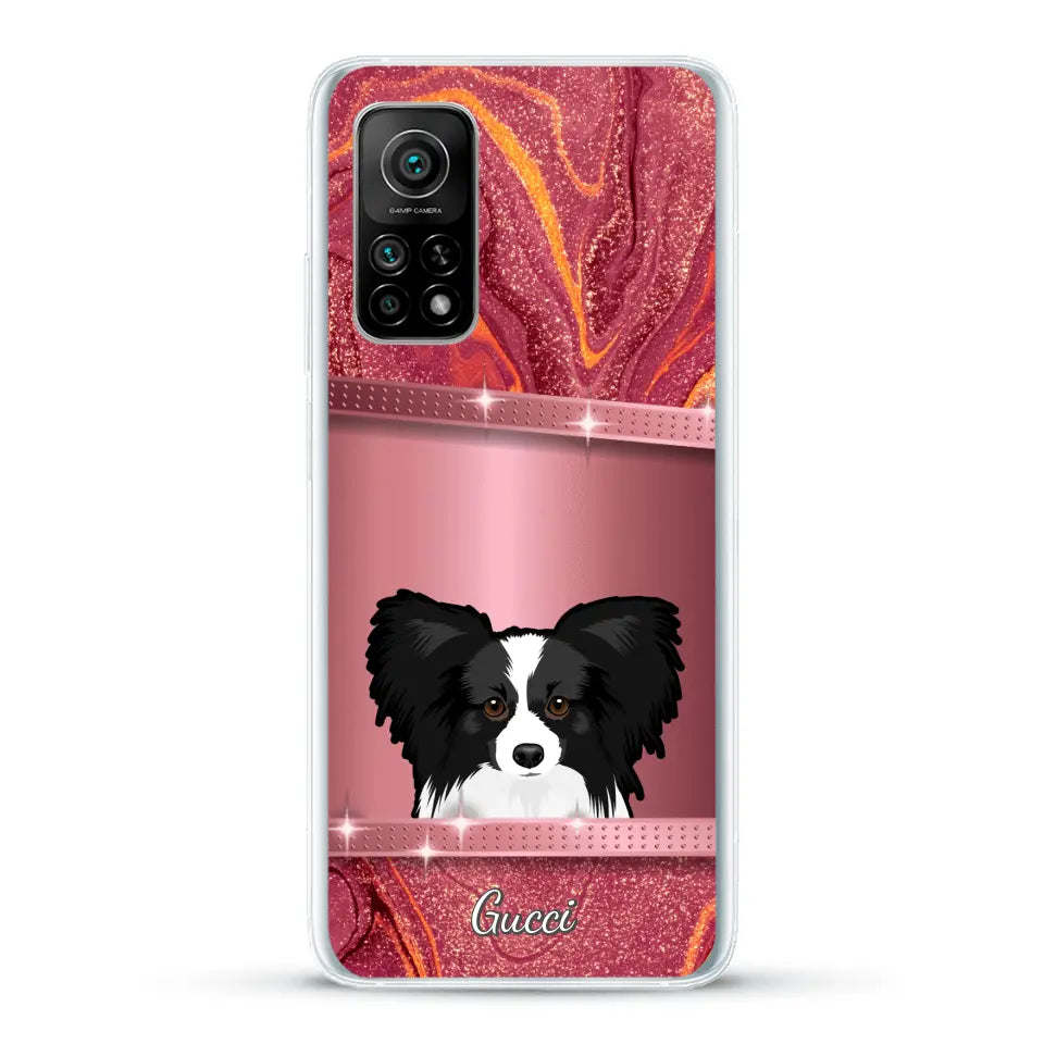 Spionerende Honden glitter - Gepersonaliseerd telefoonhoesje