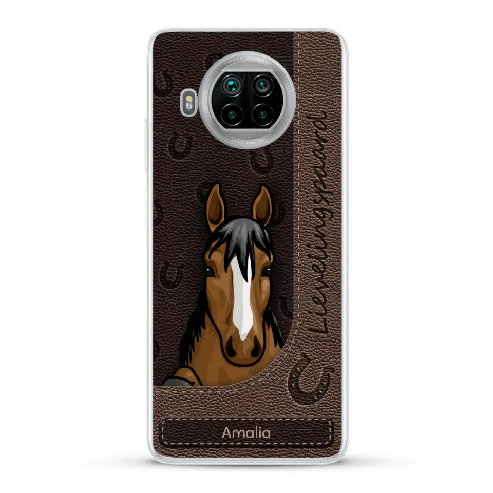 Spionerende paarden Leather Look - Gepersonaliseerd telefoonhoesje
