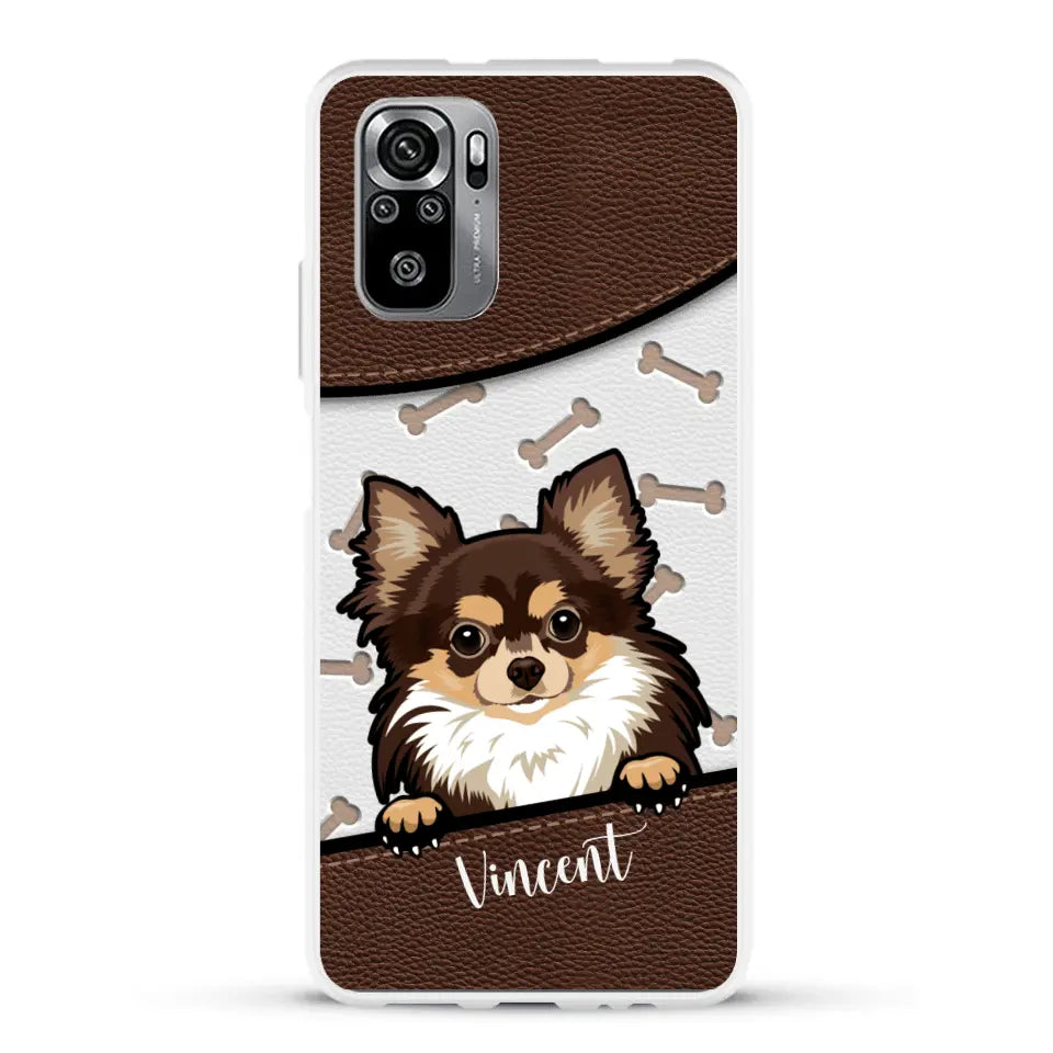 Hond lederen look - Gepersonaliseerd telefoonhoesje