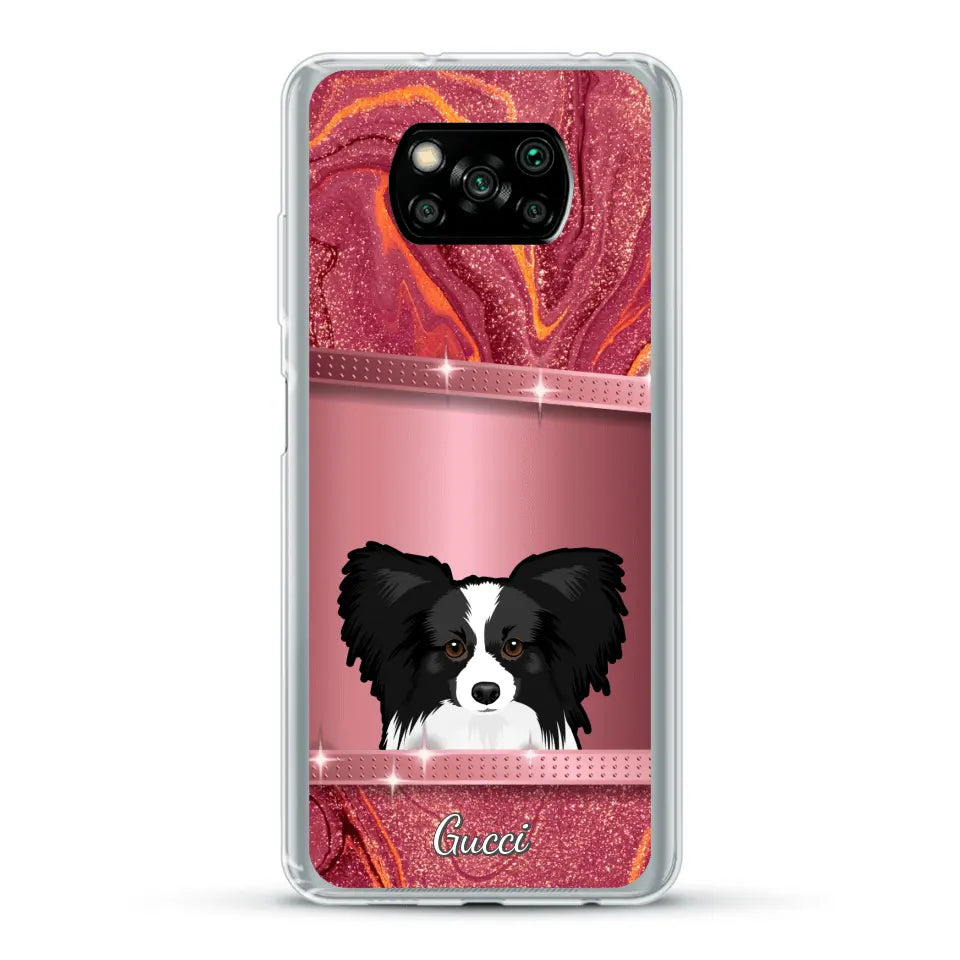 Spionerende Honden glitter - Gepersonaliseerd telefoonhoesje