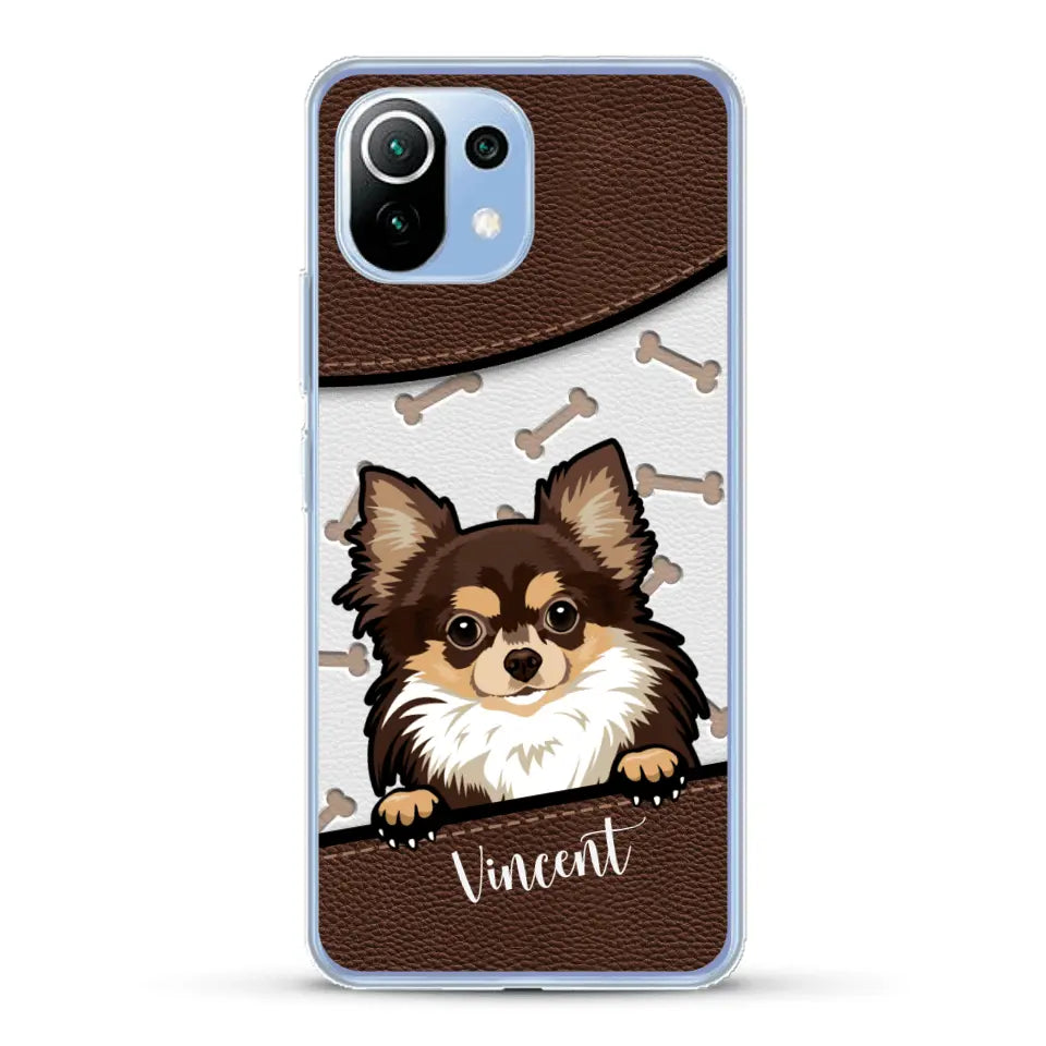 Hond lederen look - Gepersonaliseerd telefoonhoesje