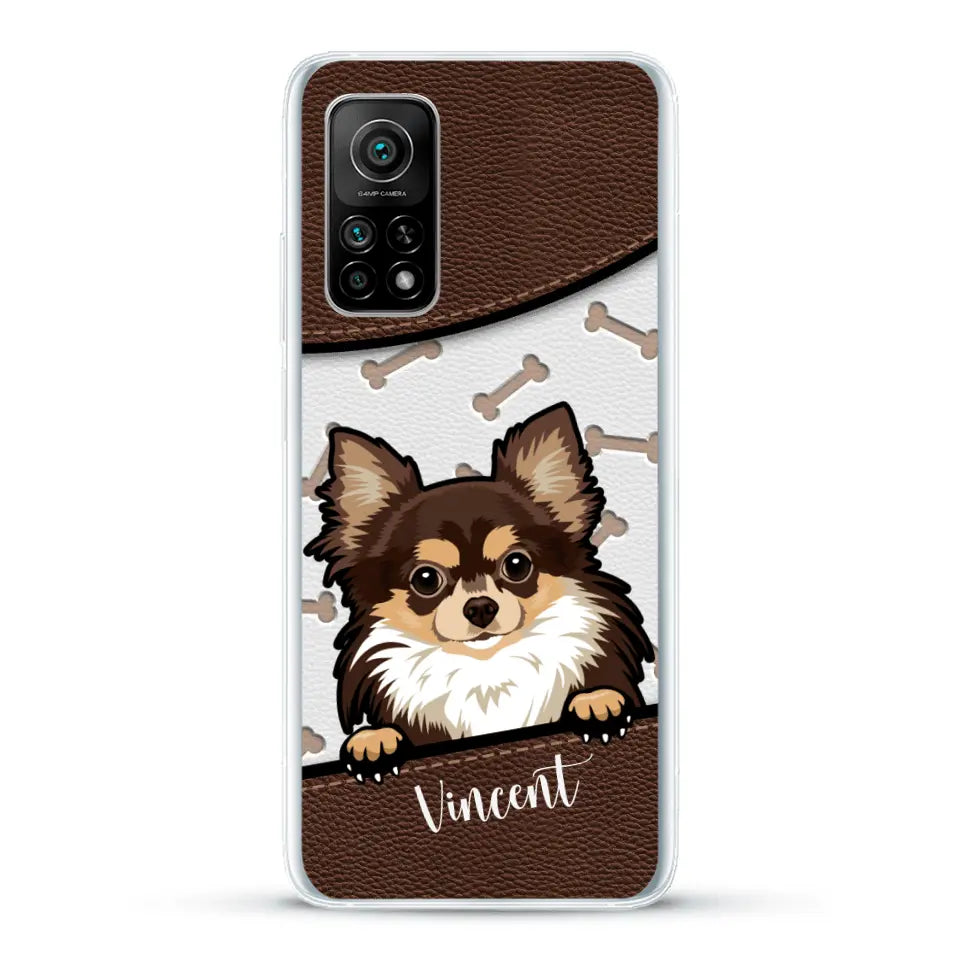 Hond lederen look - Gepersonaliseerd telefoonhoesje