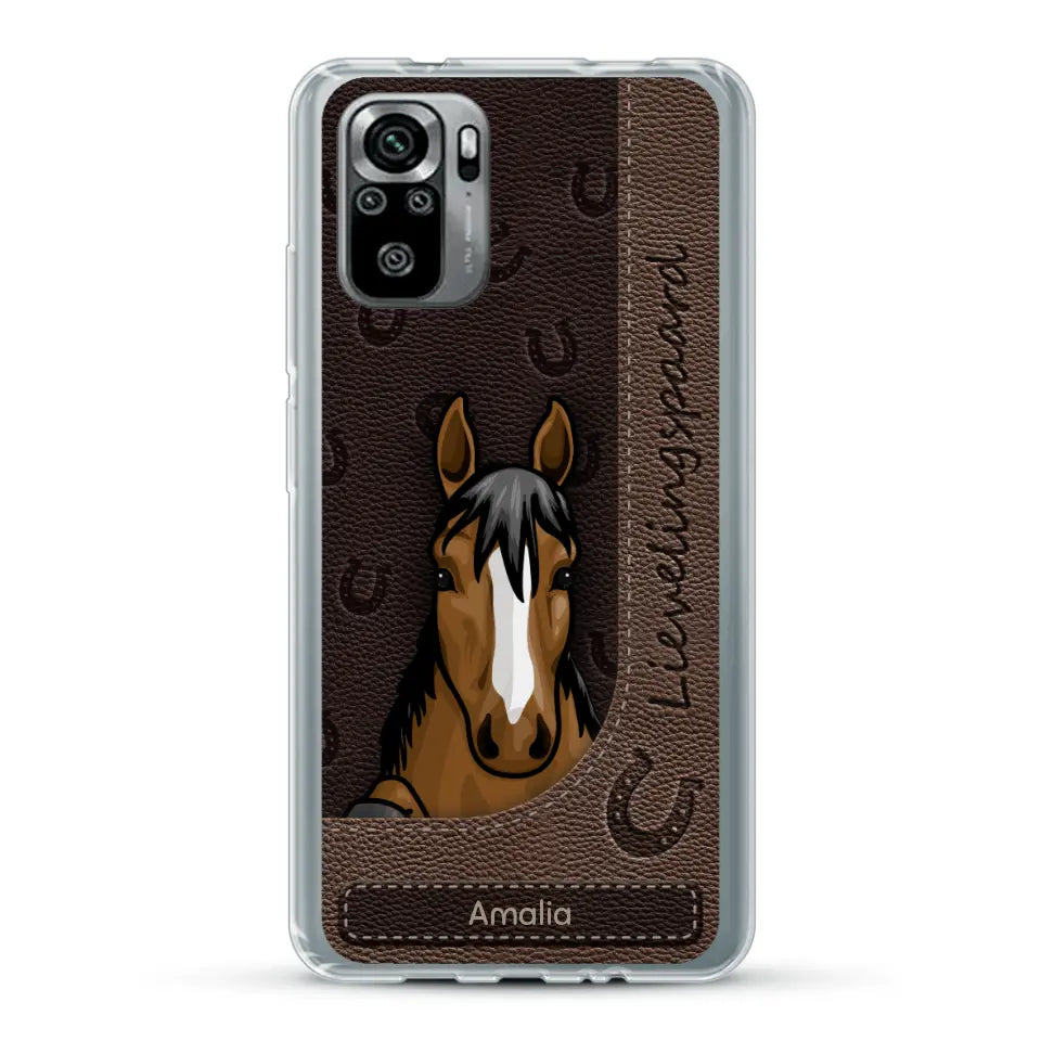 Spionerende paarden Leather Look - Gepersonaliseerd telefoonhoesje