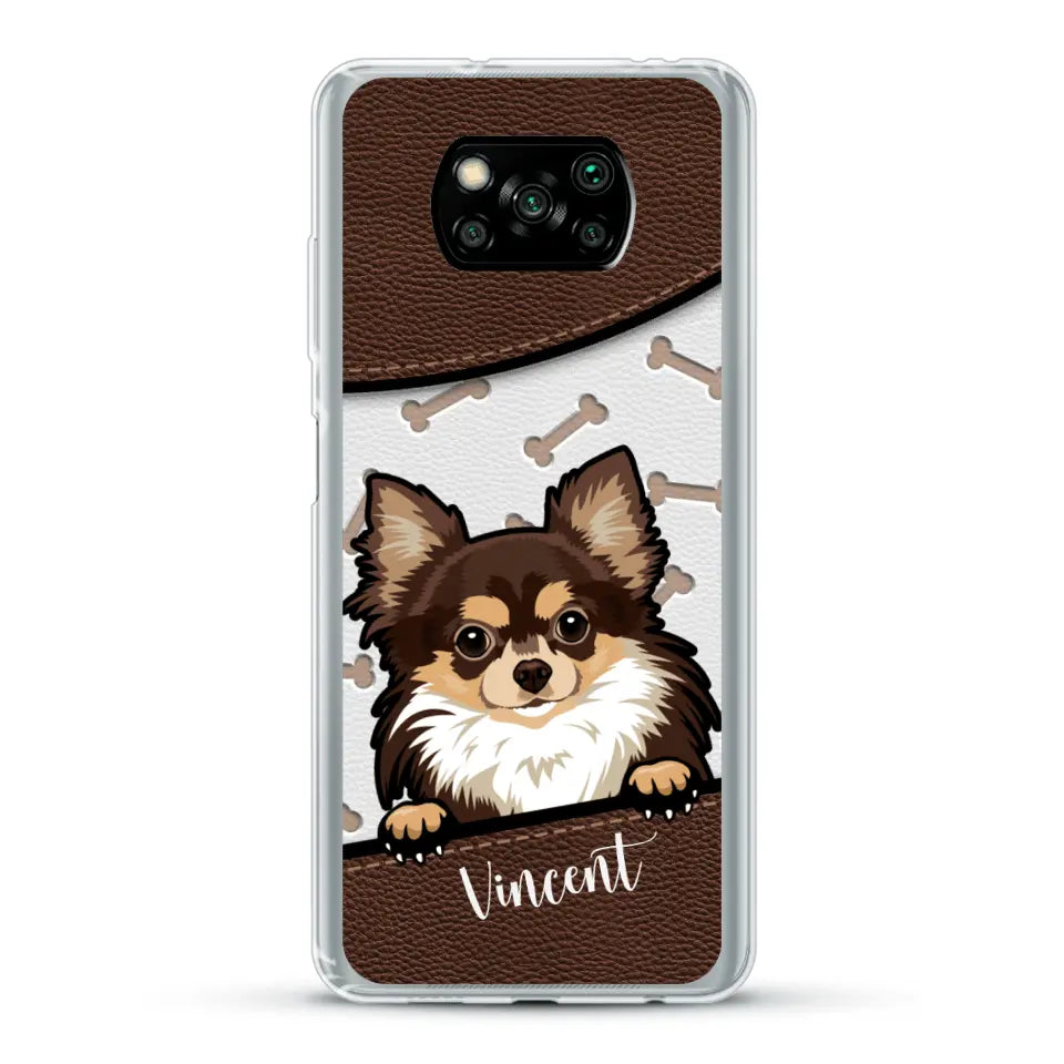 Hond lederen look - Gepersonaliseerd telefoonhoesje