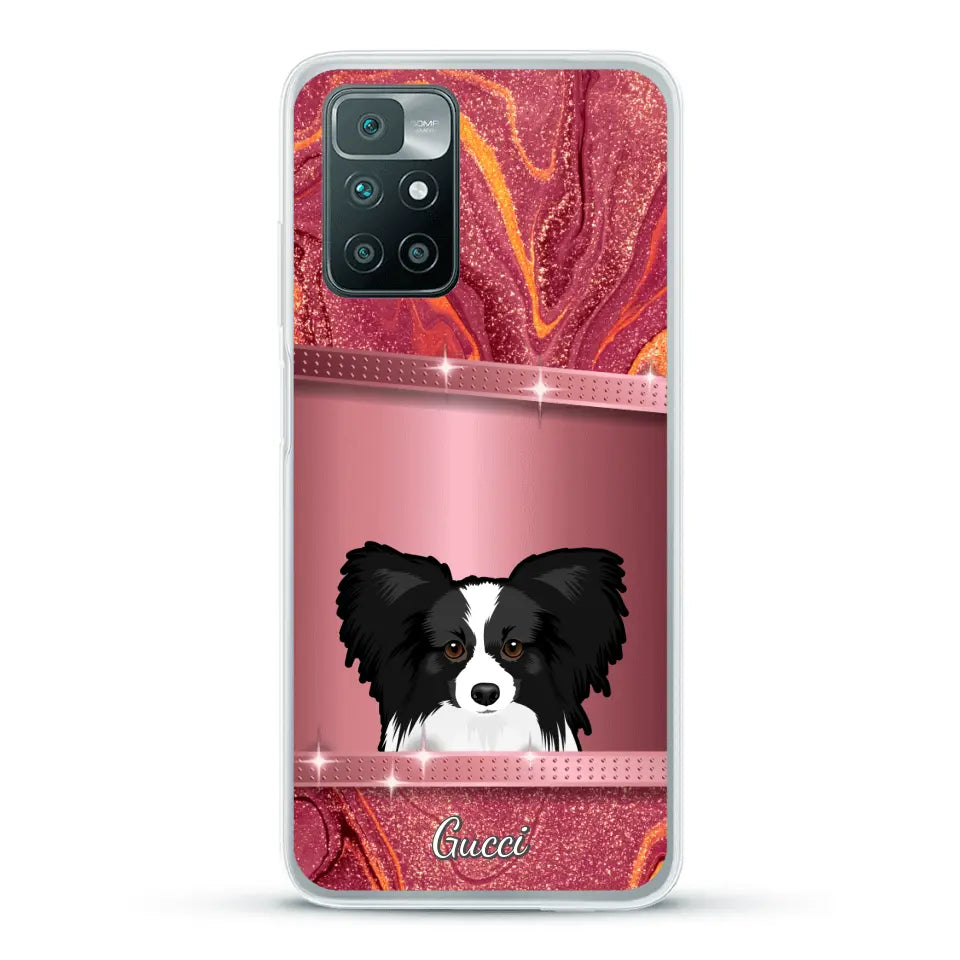 Spionerende Honden glitter - Gepersonaliseerd telefoonhoesje