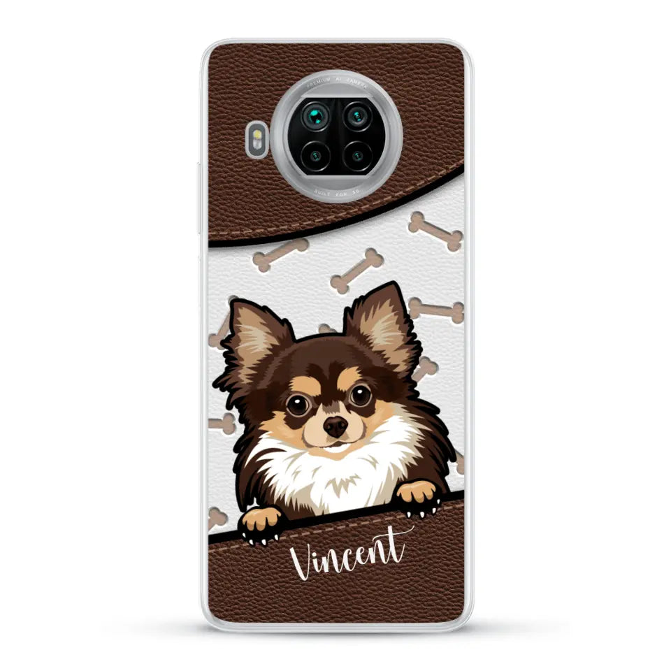 Hond lederen look - Gepersonaliseerd telefoonhoesje