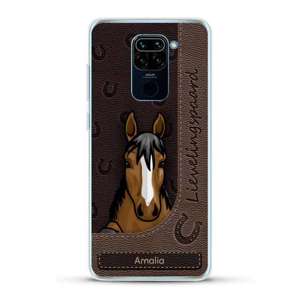 Spionerende paarden Leather Look - Gepersonaliseerd telefoonhoesje