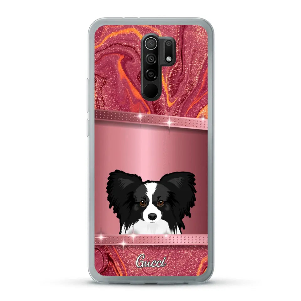 Spionerende Honden glitter - Gepersonaliseerd telefoonhoesje