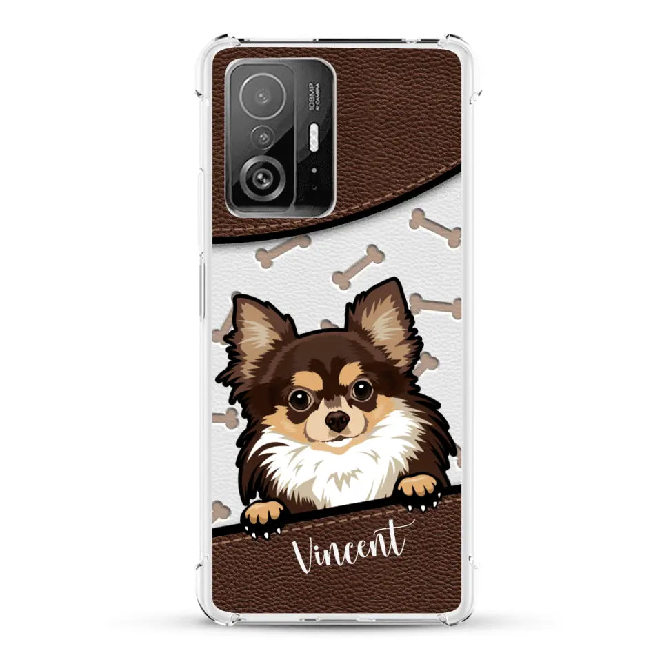 Hond lederen look - Gepersonaliseerd telefoonhoesje