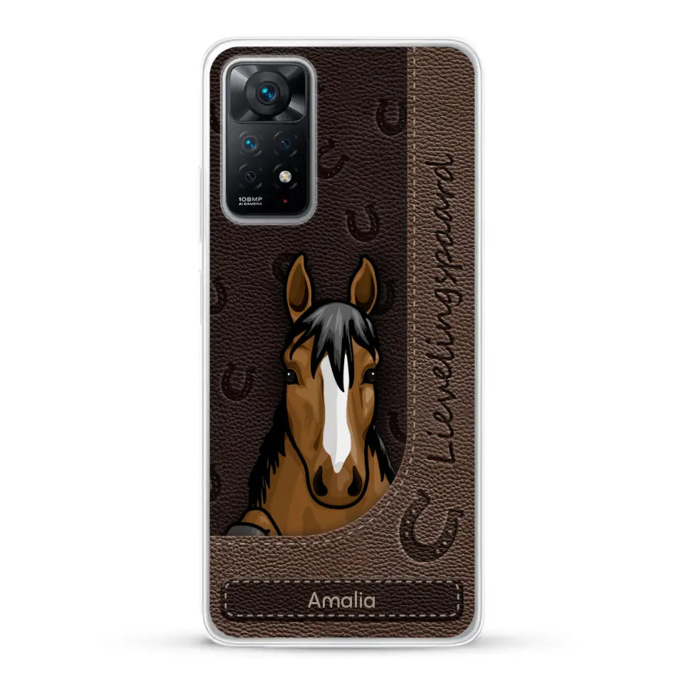 Spionerende paarden Leather Look - Gepersonaliseerd telefoonhoesje