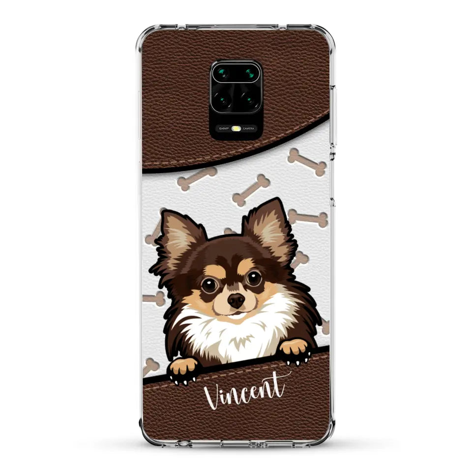 Hond lederen look - Gepersonaliseerd telefoonhoesje