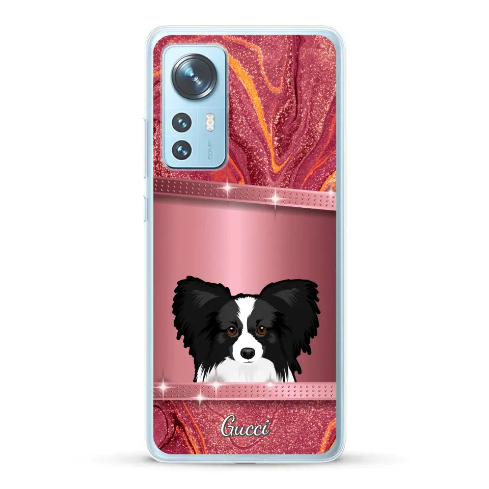 Spionerende Honden glitter - Gepersonaliseerd telefoonhoesje