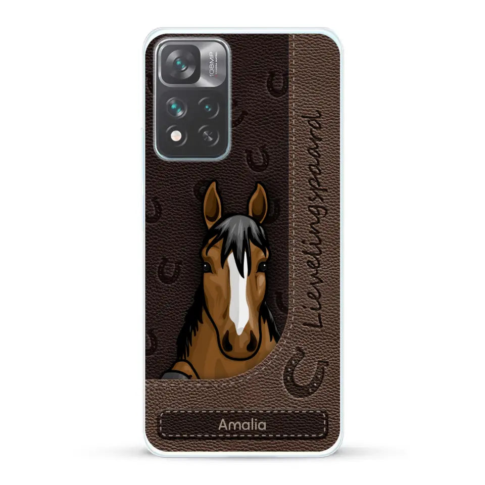 Spionerende paarden Leather Look - Gepersonaliseerd telefoonhoesje