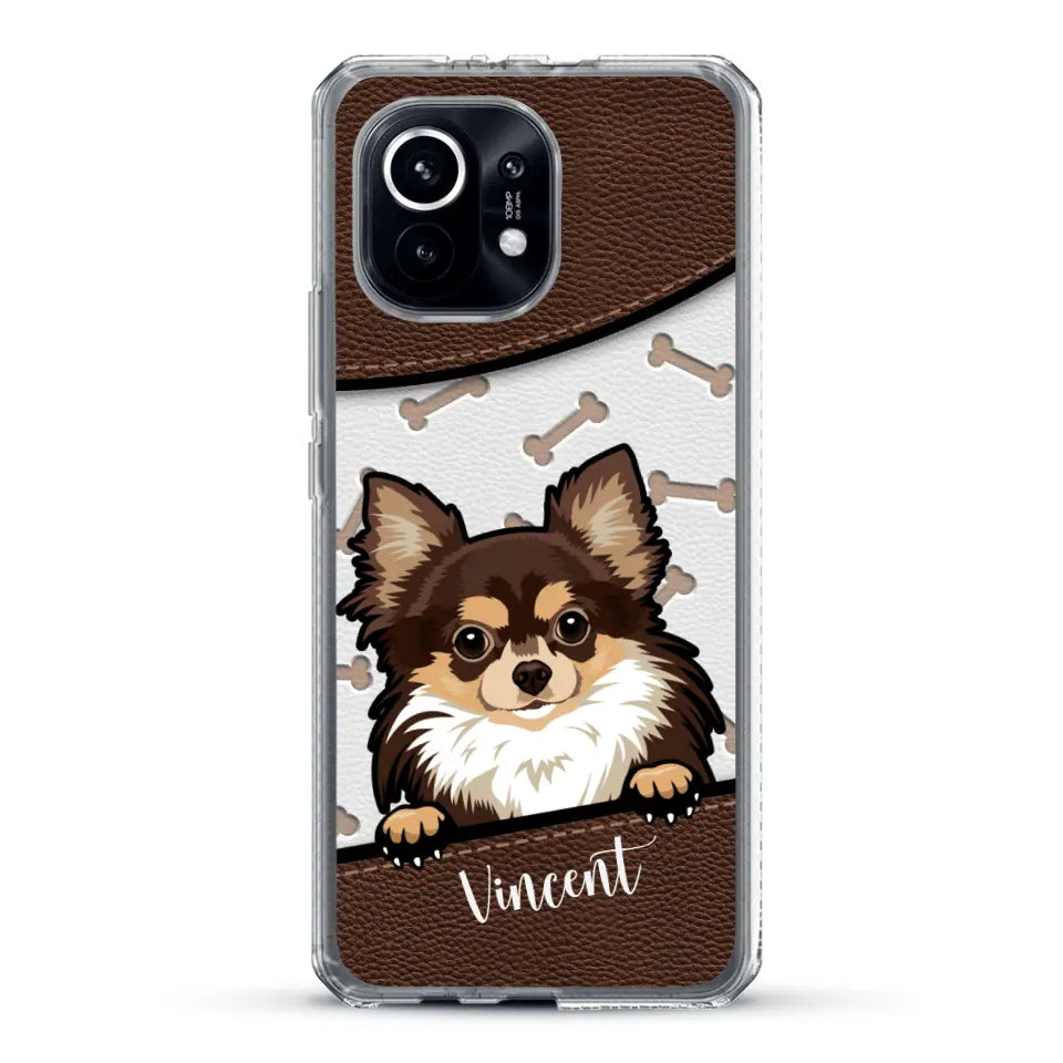 Hond lederen look - Gepersonaliseerd telefoonhoesje