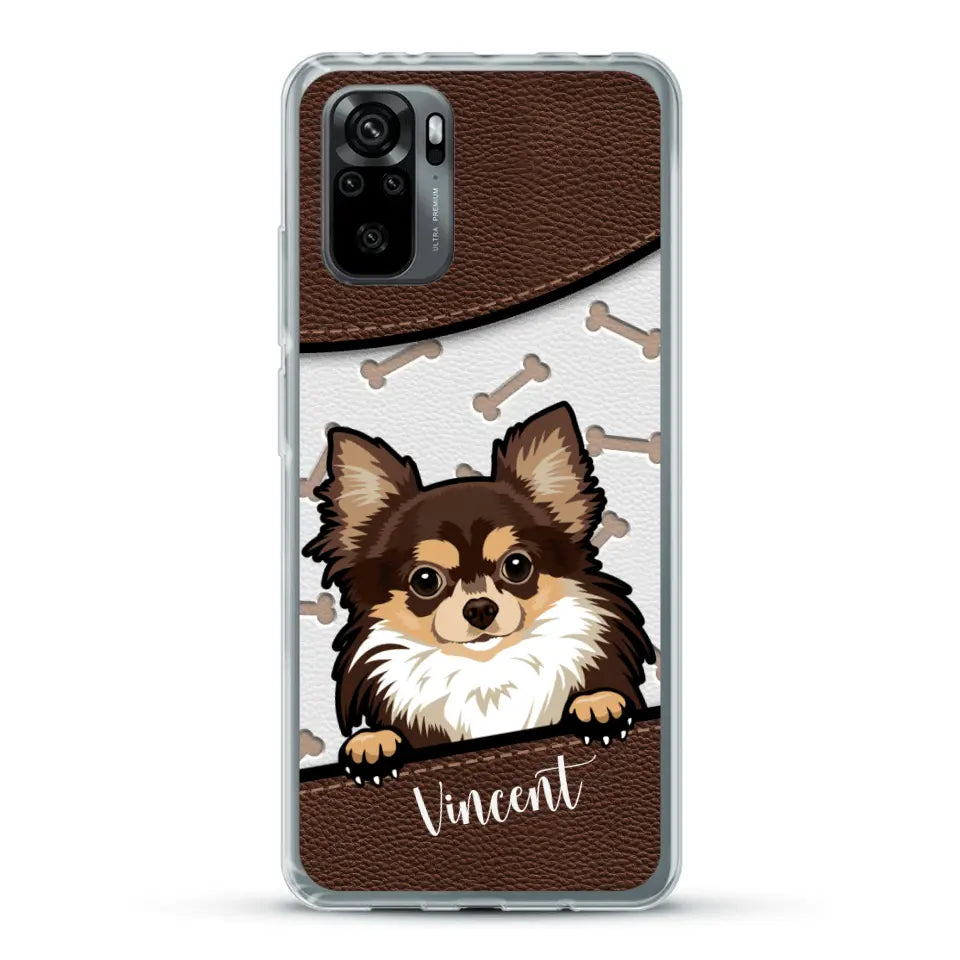 Hond lederen look - Gepersonaliseerd telefoonhoesje