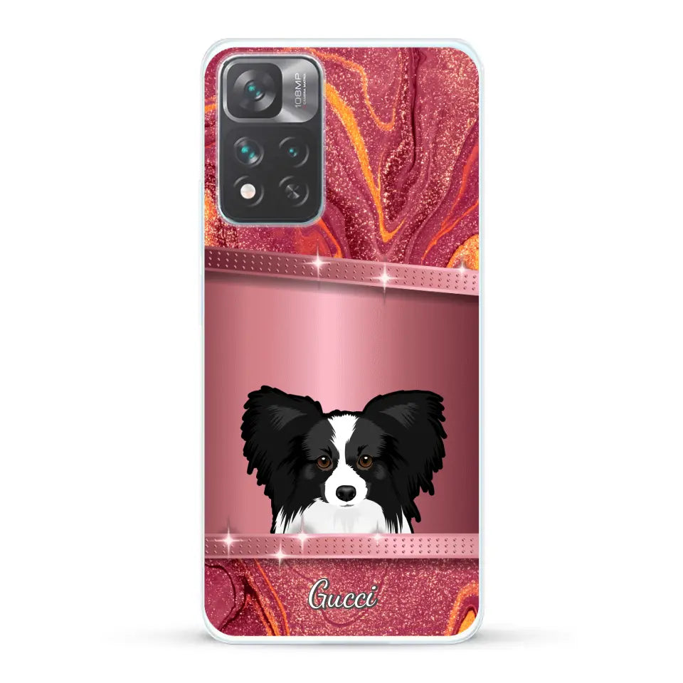 Spionerende Honden glitter - Gepersonaliseerd telefoonhoesje