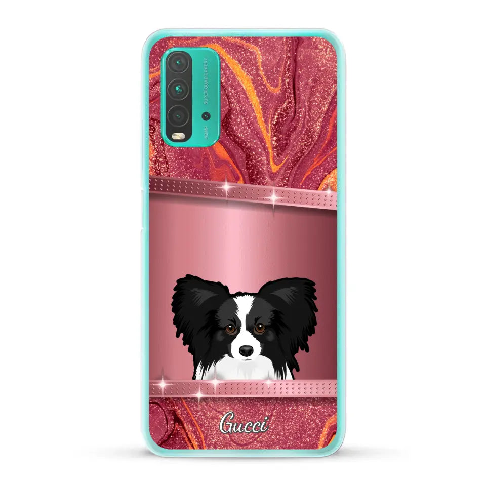 Spionerende Honden glitter - Gepersonaliseerd telefoonhoesje