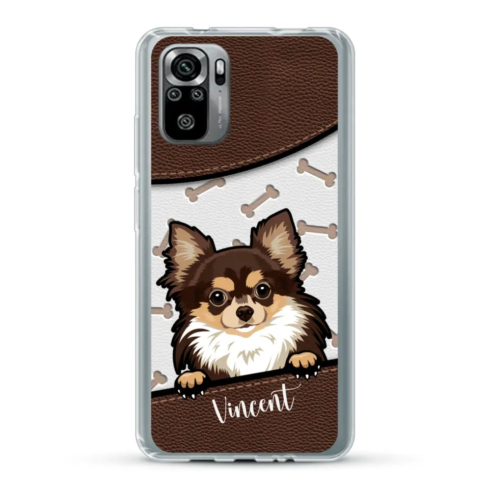 Hond lederen look - Gepersonaliseerd telefoonhoesje