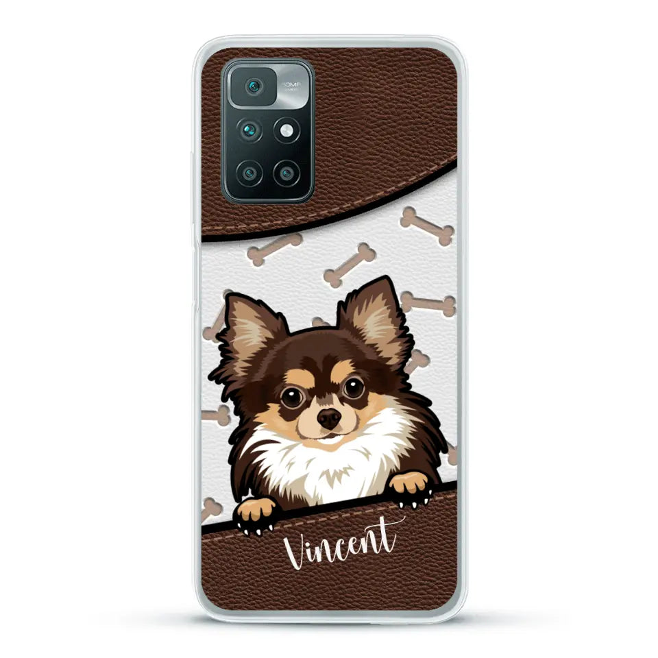 Hond lederen look - Gepersonaliseerd telefoonhoesje