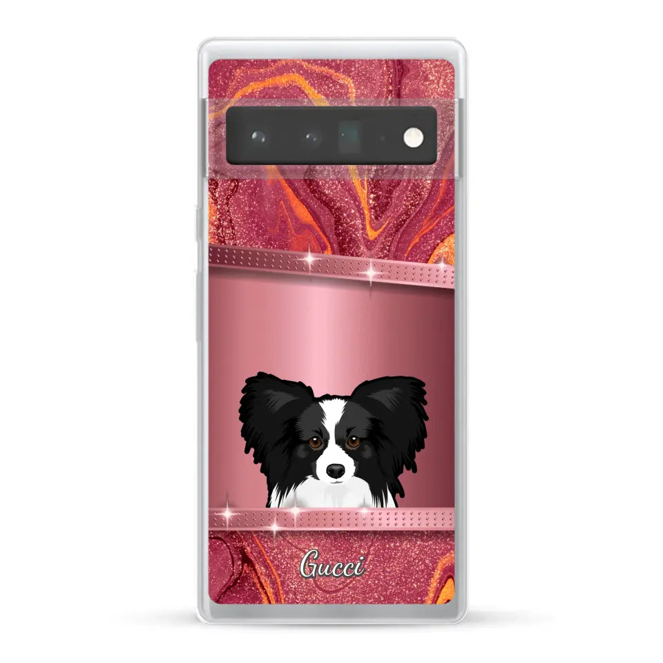 Spionerende Honden glitter - Gepersonaliseerd telefoonhoesje