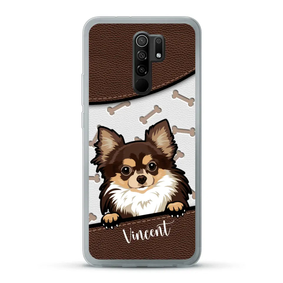 Hond lederen look - Gepersonaliseerd telefoonhoesje