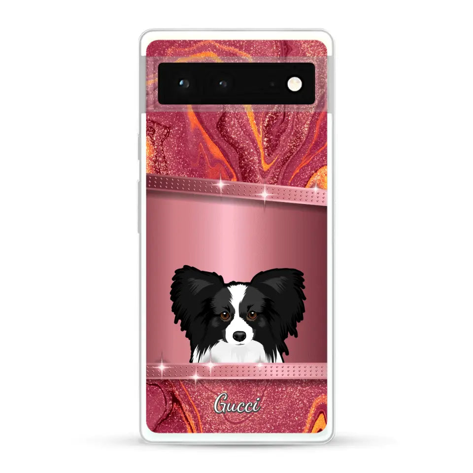 Spionerende Honden glitter - Gepersonaliseerd telefoonhoesje