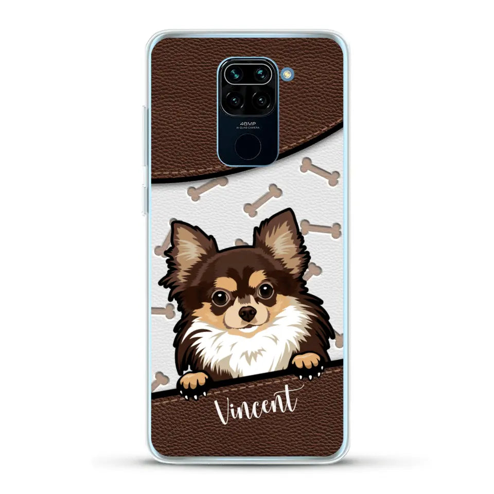 Hond lederen look - Gepersonaliseerd telefoonhoesje