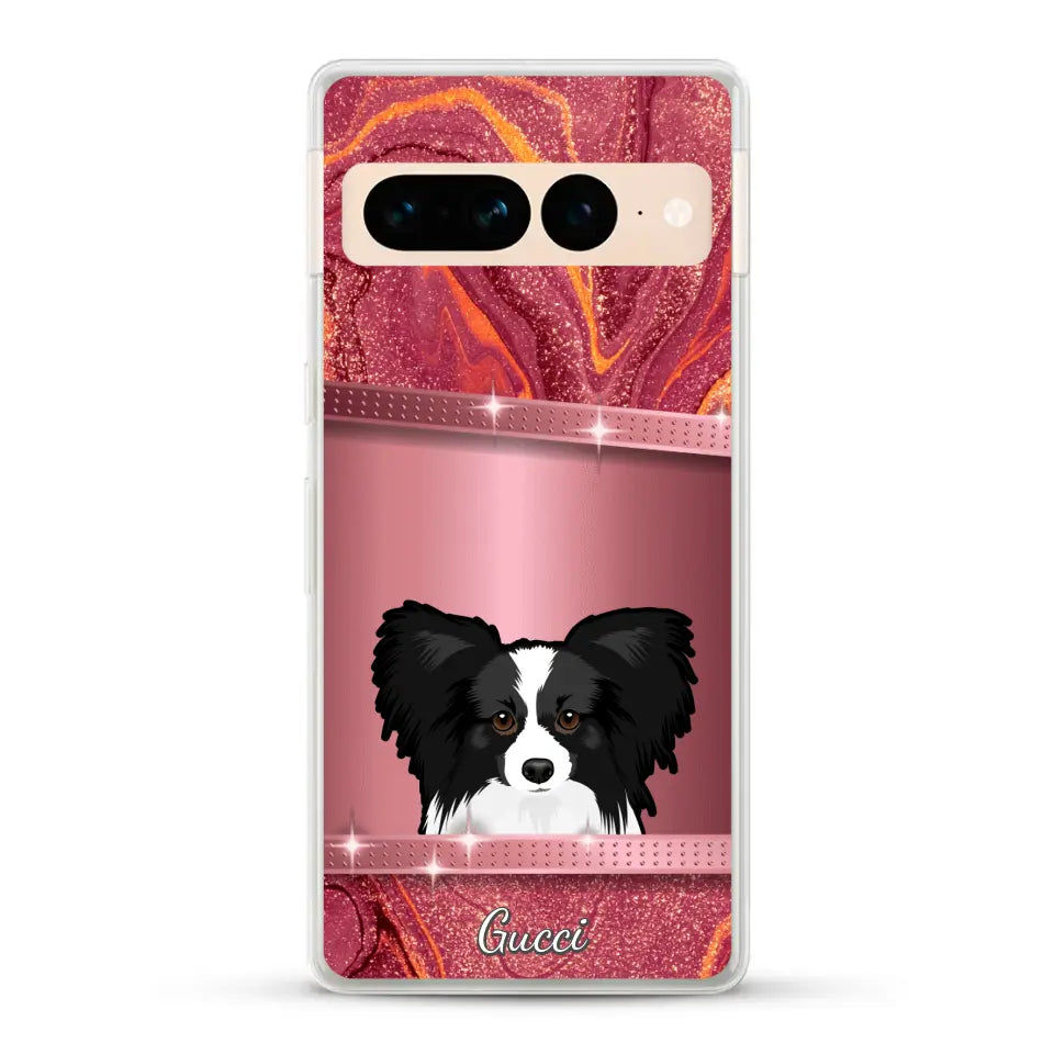 Spionerende Honden glitter - Gepersonaliseerd telefoonhoesje