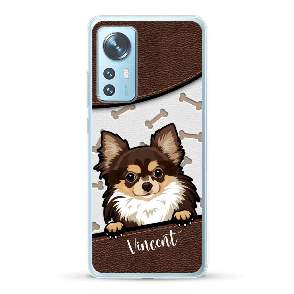 Hond lederen look - Gepersonaliseerd telefoonhoesje