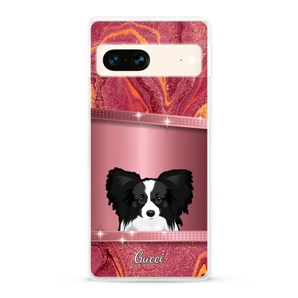 Spionerende Honden glitter - Gepersonaliseerd telefoonhoesje