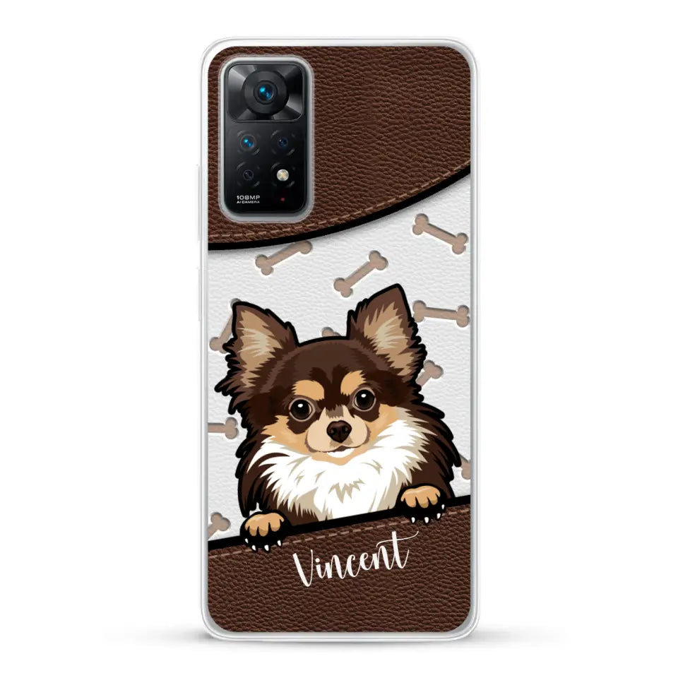 Hond lederen look - Gepersonaliseerd telefoonhoesje