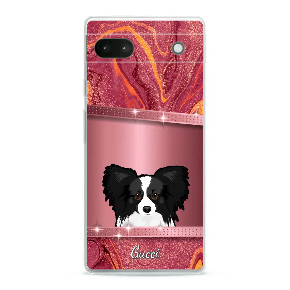 Spionerende Honden glitter - Gepersonaliseerd telefoonhoesje