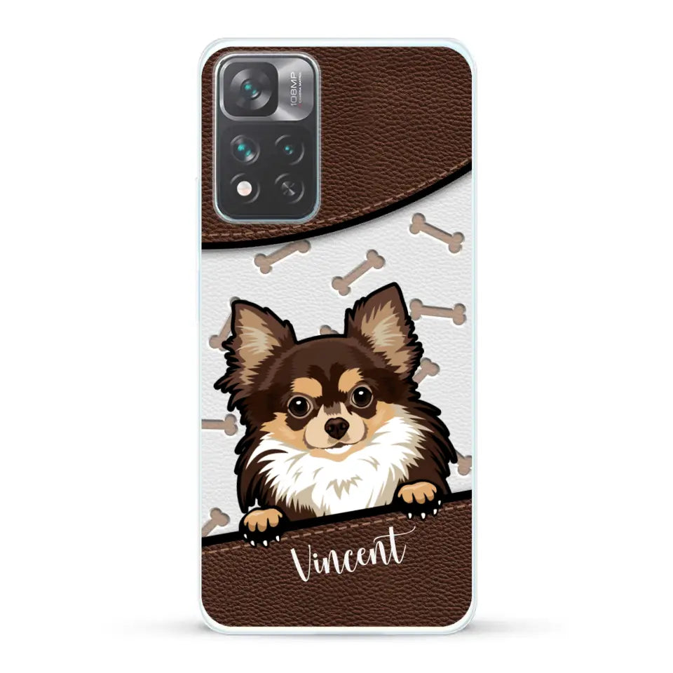 Hond lederen look - Gepersonaliseerd telefoonhoesje