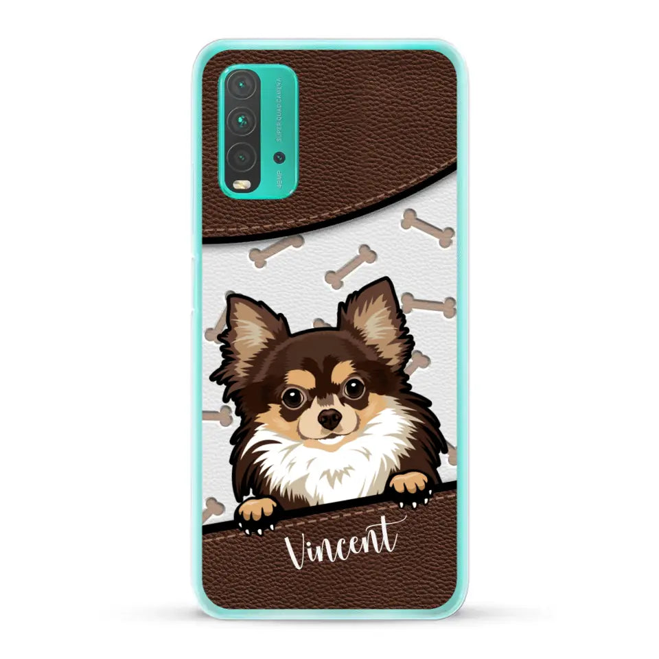 Hond lederen look - Gepersonaliseerd telefoonhoesje