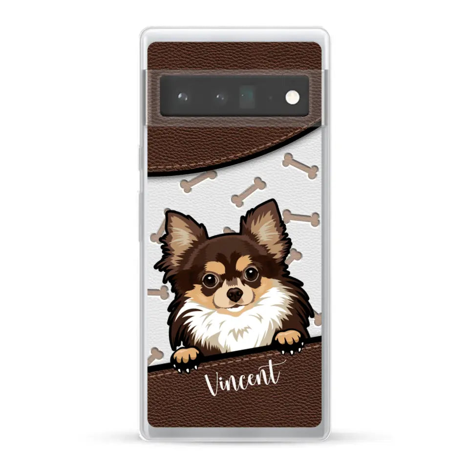 Hond lederen look - Gepersonaliseerd telefoonhoesje