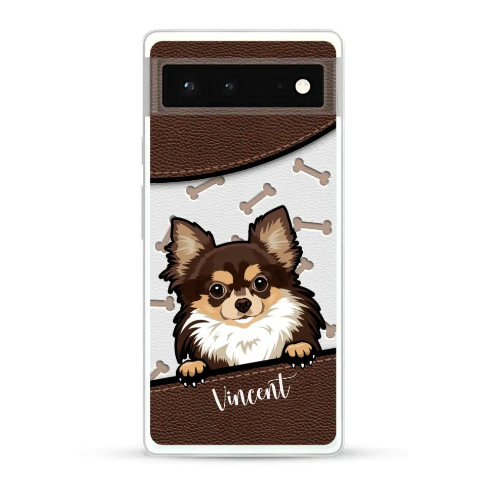 Hond lederen look - Gepersonaliseerd telefoonhoesje