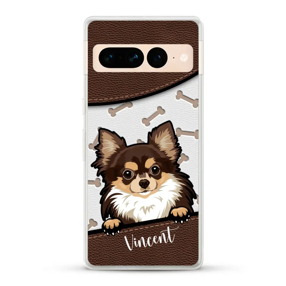 Hond lederen look - Gepersonaliseerd telefoonhoesje