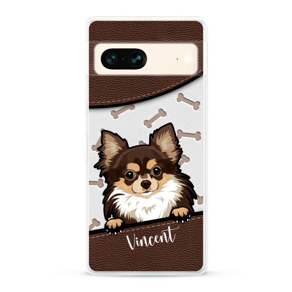 Hond lederen look - Gepersonaliseerd telefoonhoesje