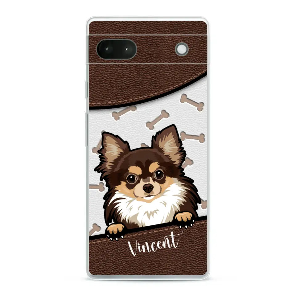 Hond lederen look - Gepersonaliseerd telefoonhoesje