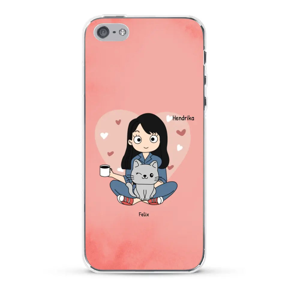 Cartoon katten mama - Gepersonaliseerd telefoonhoesje