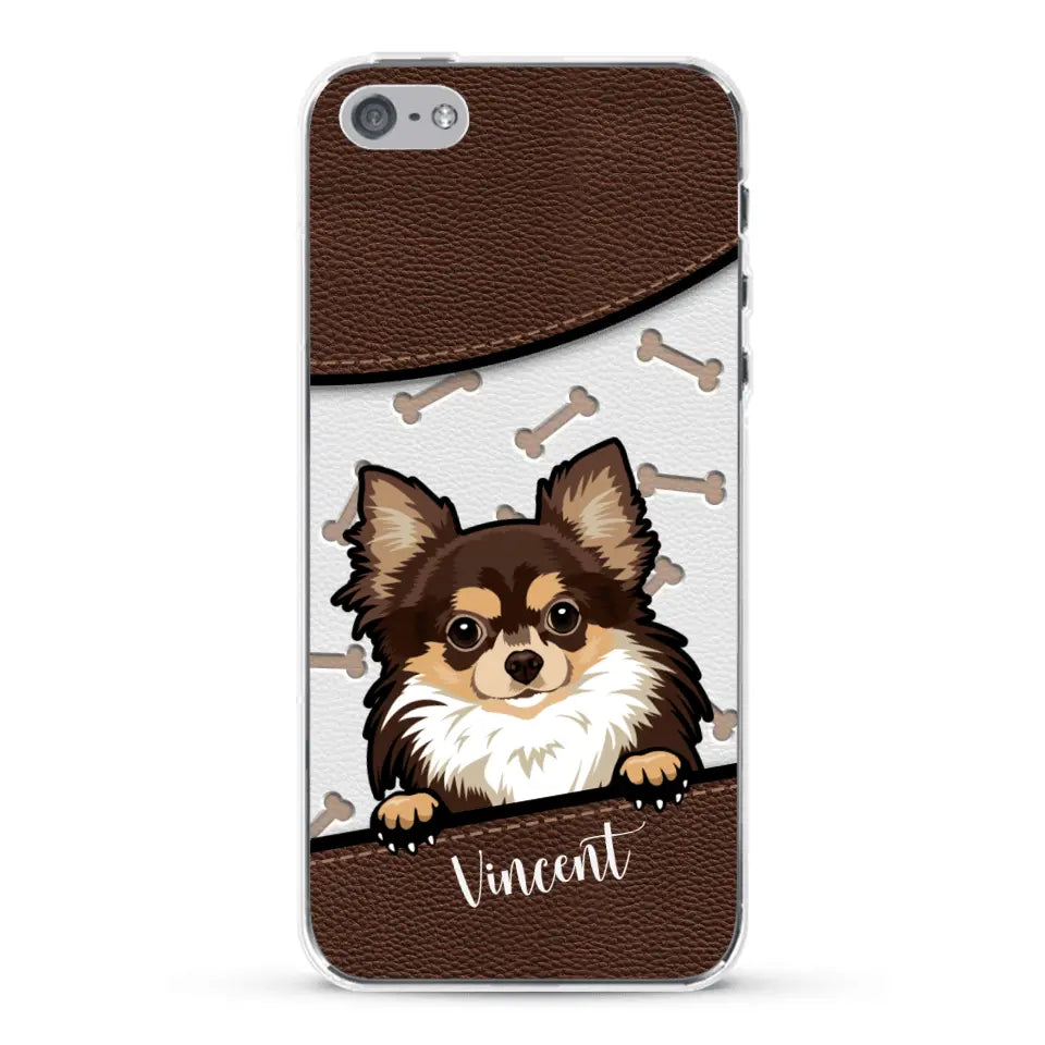 Hond lederen look - Gepersonaliseerd telefoonhoesje