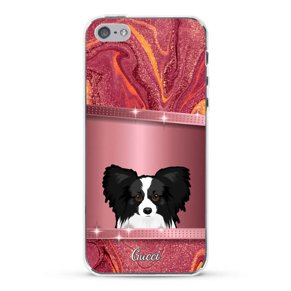 Spionerende Honden glitter - Gepersonaliseerd telefoonhoesje