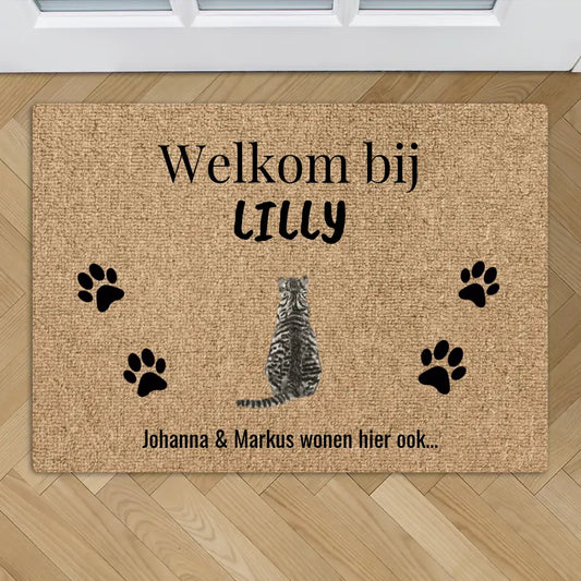 Welkom bij - Gepersonaliseerde katten deurmat