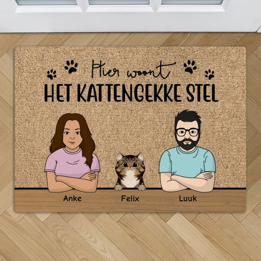 Het kattengekke stel - Gepersonaliseerde deurmat